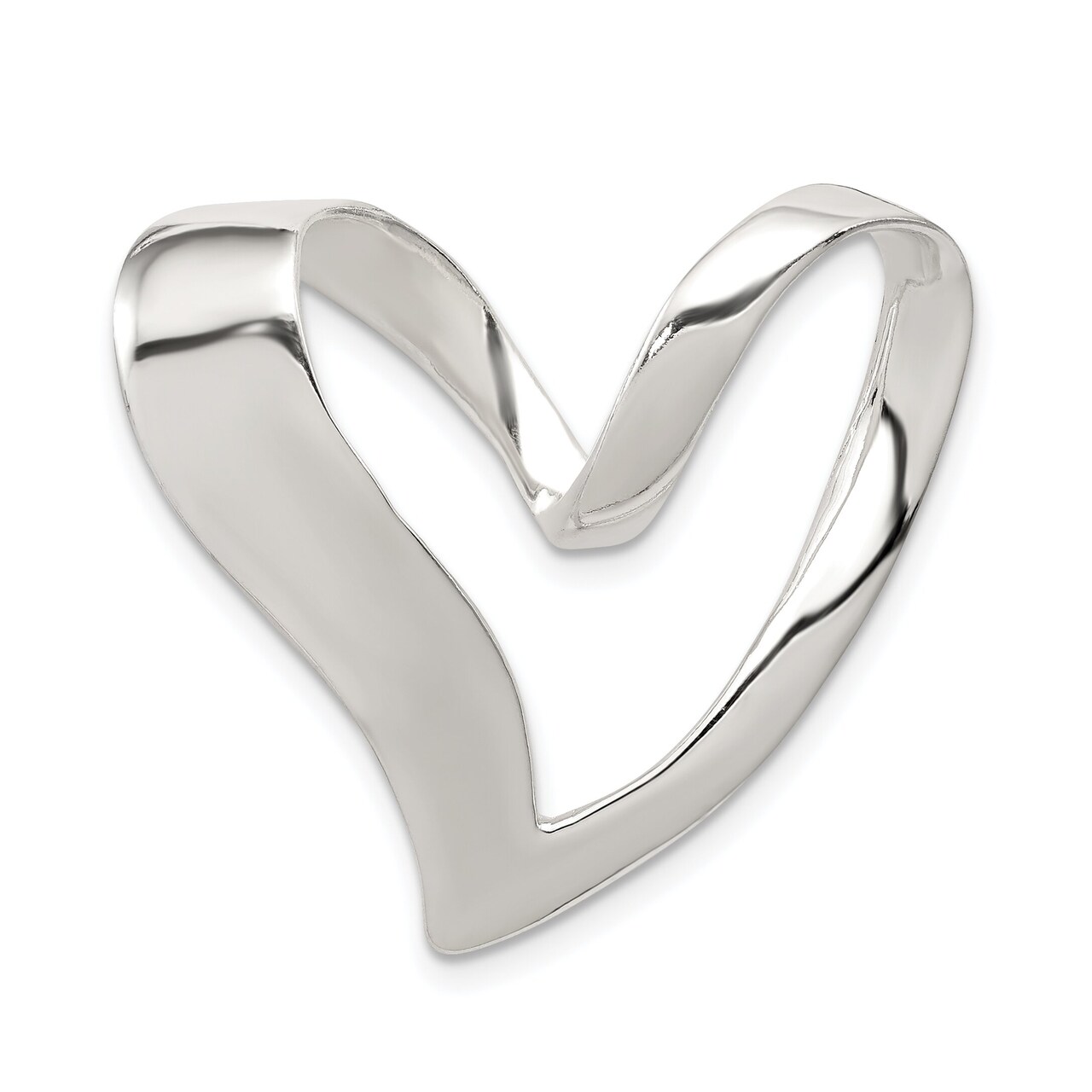 Sterling Silver Heart Slide Pendant Charm Jewelry 25mm x 27mm
